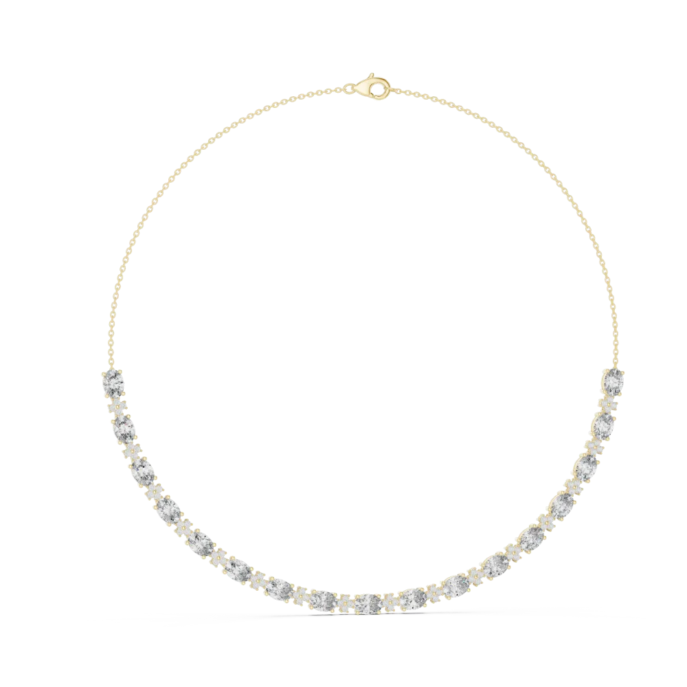 Discover the radiant allure of this oval and round diamond tennis necklace. Expertly crafted for maximum brilliance, elevate your style today.