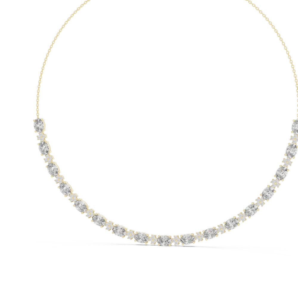 Infinite Oval and Round Brilliant Statement Tennis Necklace - Image 4