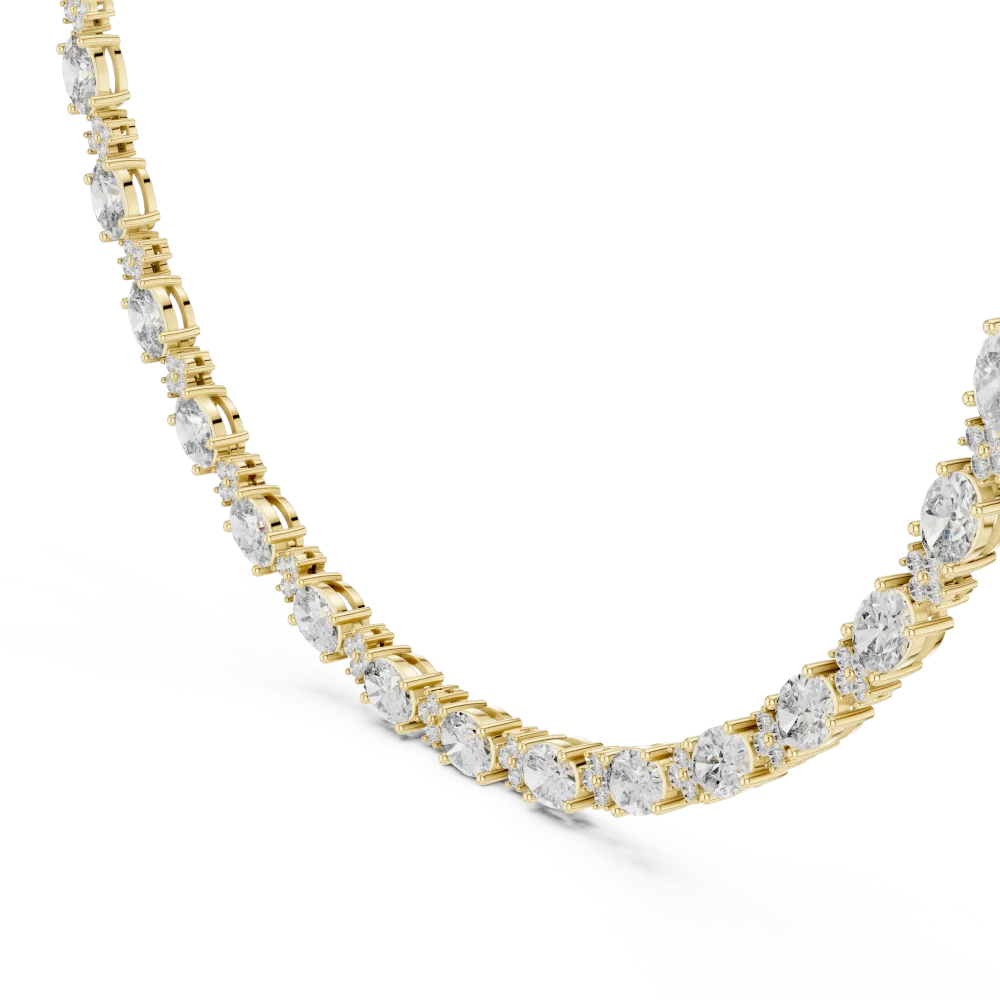 Ethereal Oval and Round Brilliant Cluster Tennis Necklace - Image 2