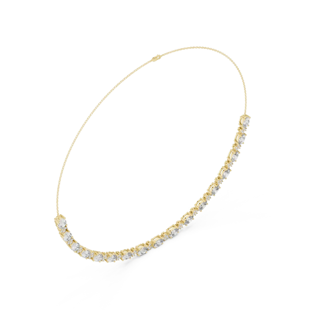 Ethereal Oval and Round Brilliant Cluster Tennis Necklace - Image 4