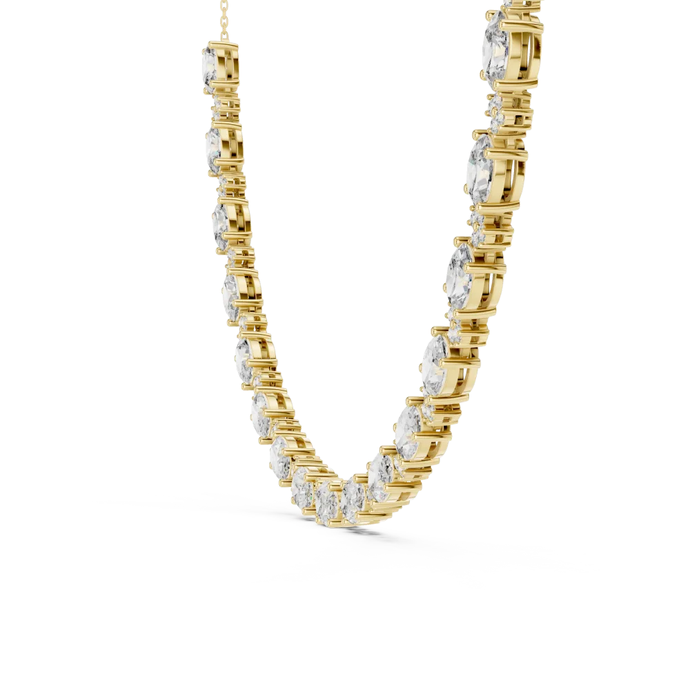Ethereal Oval and Round Brilliant Cluster Tennis Necklace - Image 3