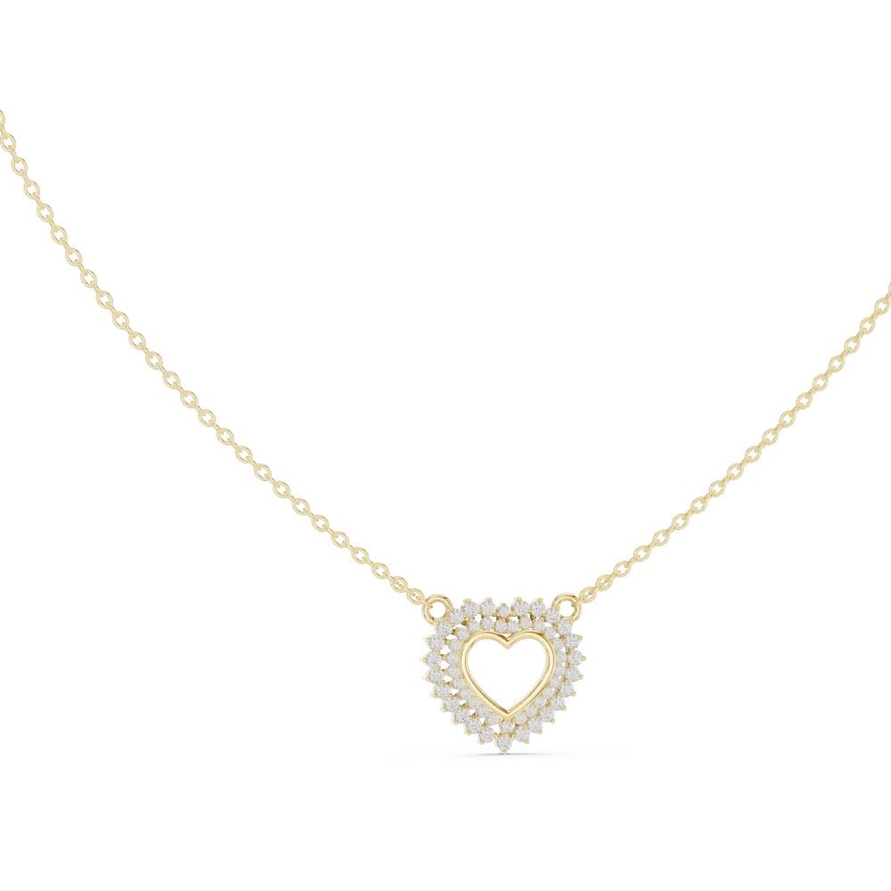 Ethereal Heart Pavé-Set Radiant Diamond Pendant Necklace - Image 4