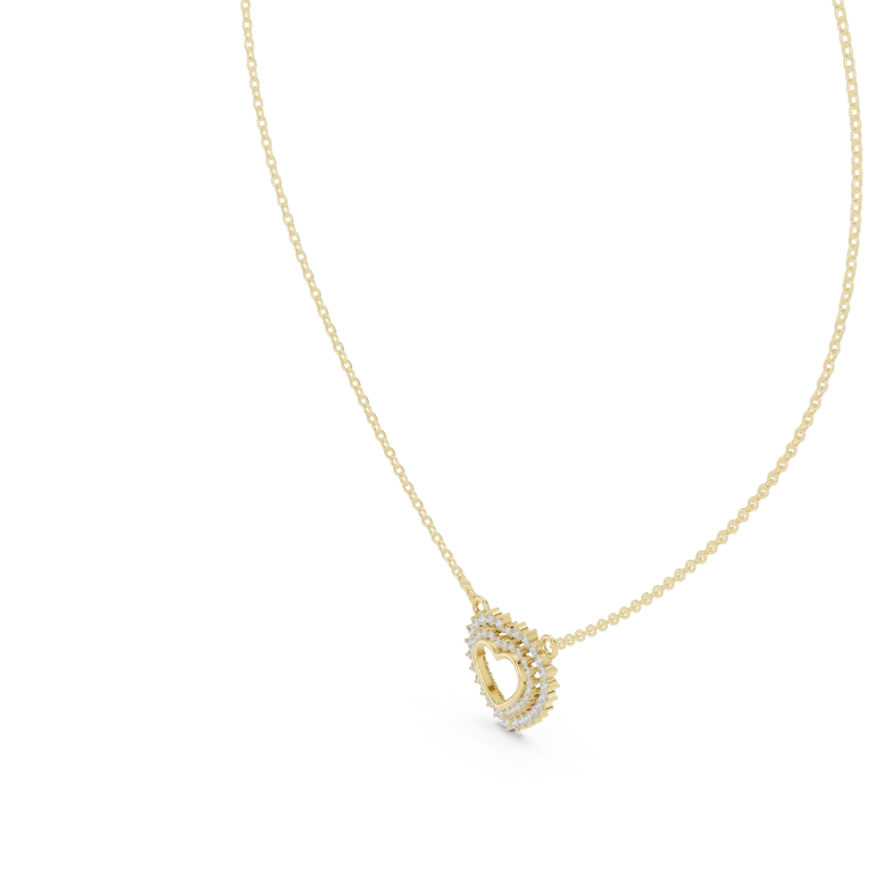 Ethereal Heart Pavé-Set Radiant Diamond Pendant Necklace - Image 2