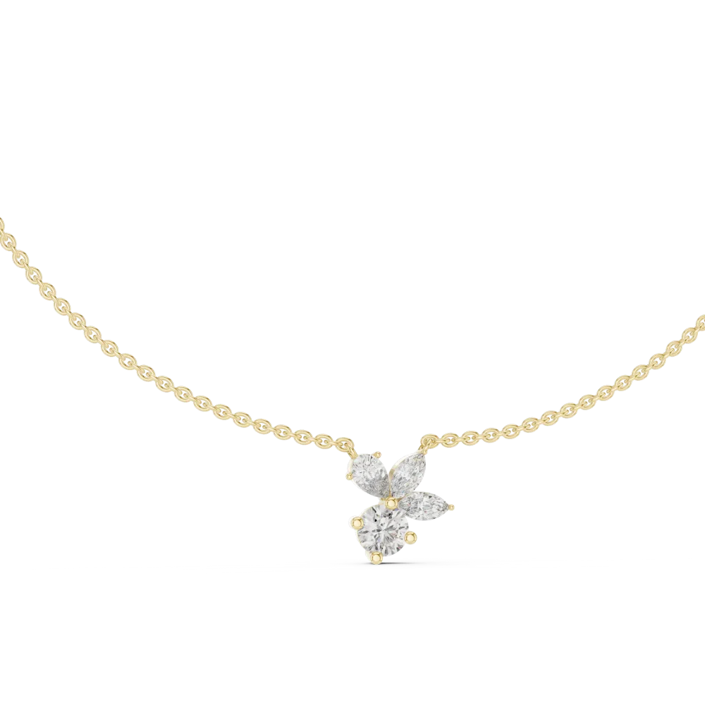 Ethereal Marquise and Pear Cluster Solitaire Pendant Necklace - Image 3