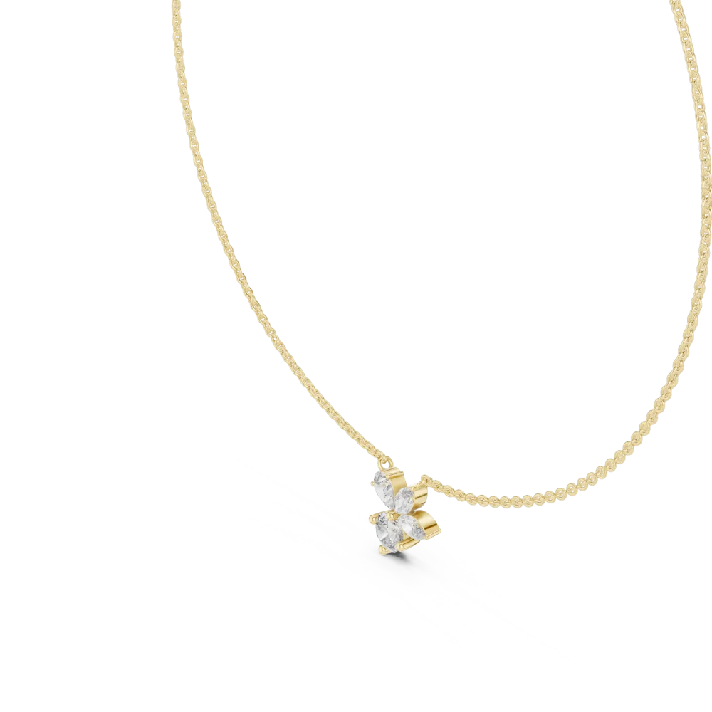 Ethereal Marquise and Pear Cluster Solitaire Pendant Necklace - Image 2