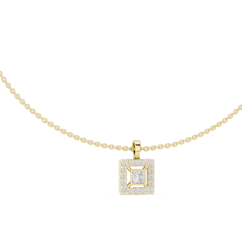 Symmetry Princess and Round Cut Architectural Solitaire Pendant - Image 3
