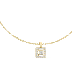 Symmetry Princess and Round Cut Architectural Solitaire Pendant - Image 3