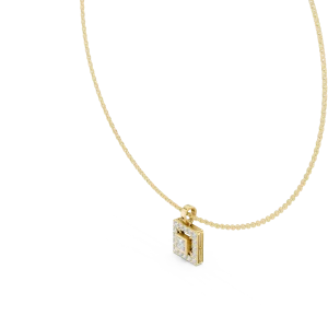 Symmetry Princess and Round Cut Architectural Solitaire Pendant - Image 2