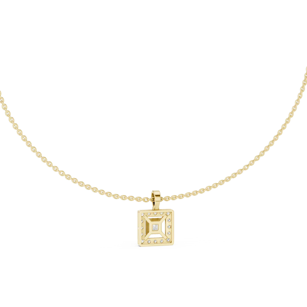 Experience architectural elegance with this princess-cut DIAMEUR diamond pendant. A modern classic for any occasion. Shop this sustainable luxury.