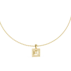 Symmetry Princess and Round Cut Architectural Solitaire Pendant