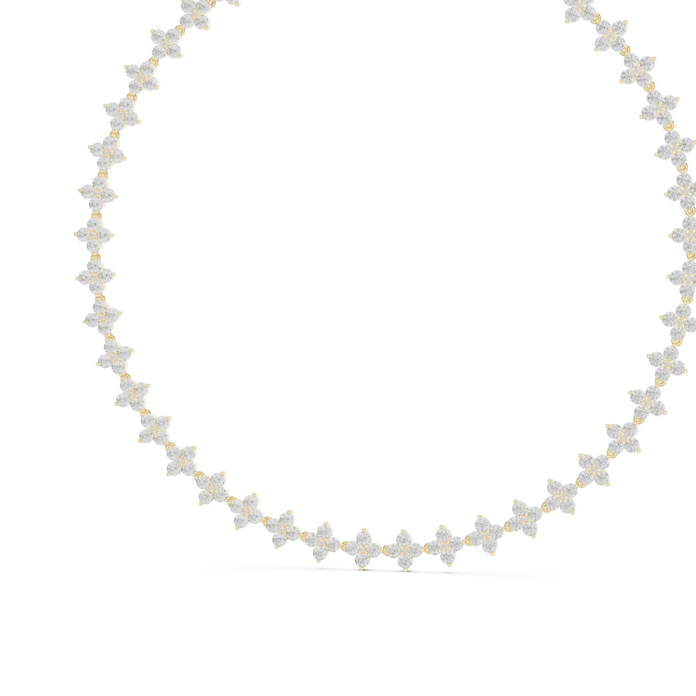 Ethereal Round Brilliant Pavé-Set Floral Statement Necklace - Image 4