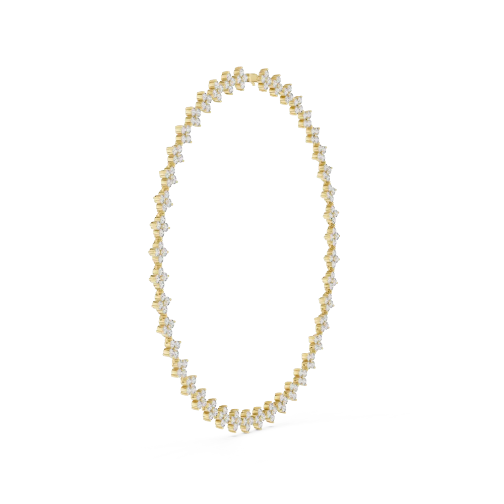 Ethereal Round Brilliant Pavé-Set Floral Statement Necklace - Image 2