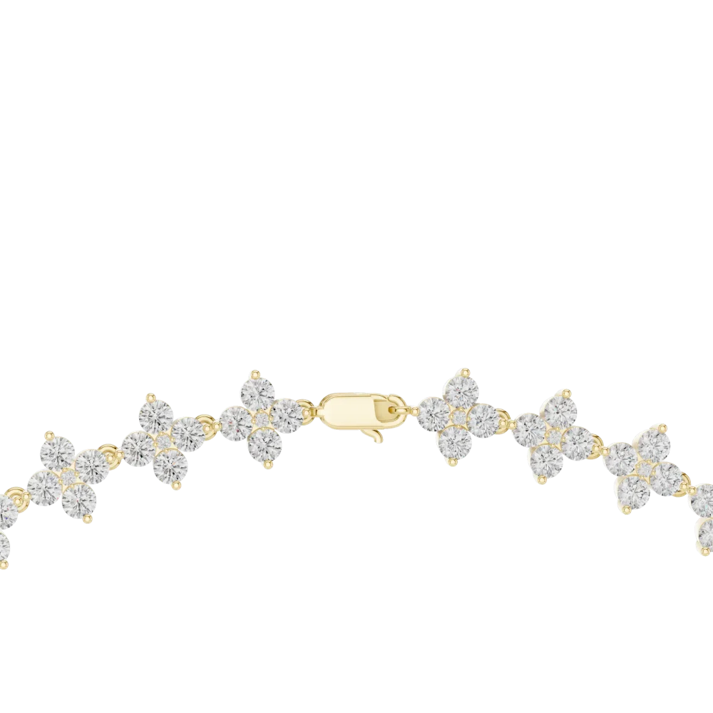 Ethereal Round Brilliant Pavé-Set Floral Statement Necklace - Image 3