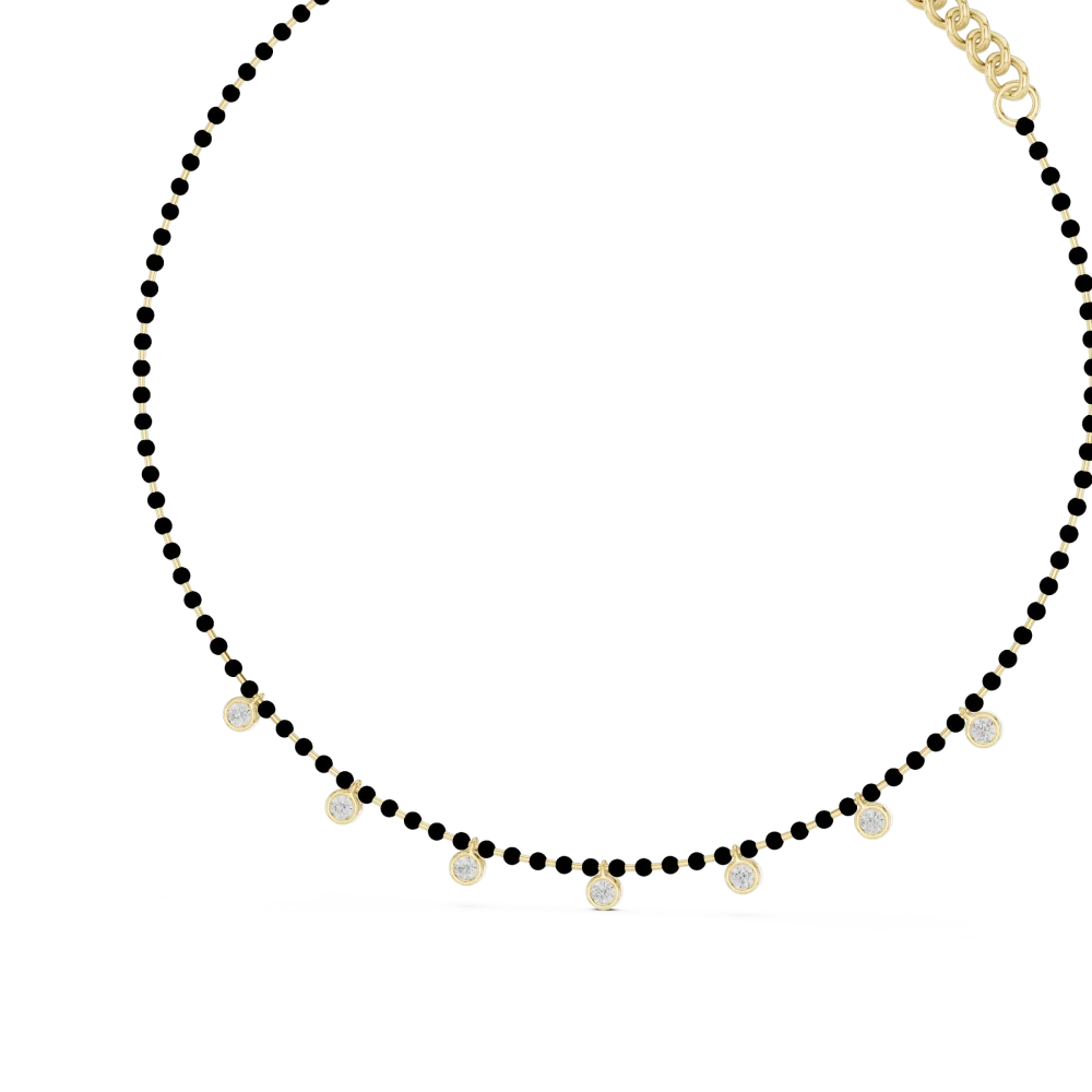 Luminary Round Brilliant Bezel-Set Station Mangalsutra Necklace - Image 4
