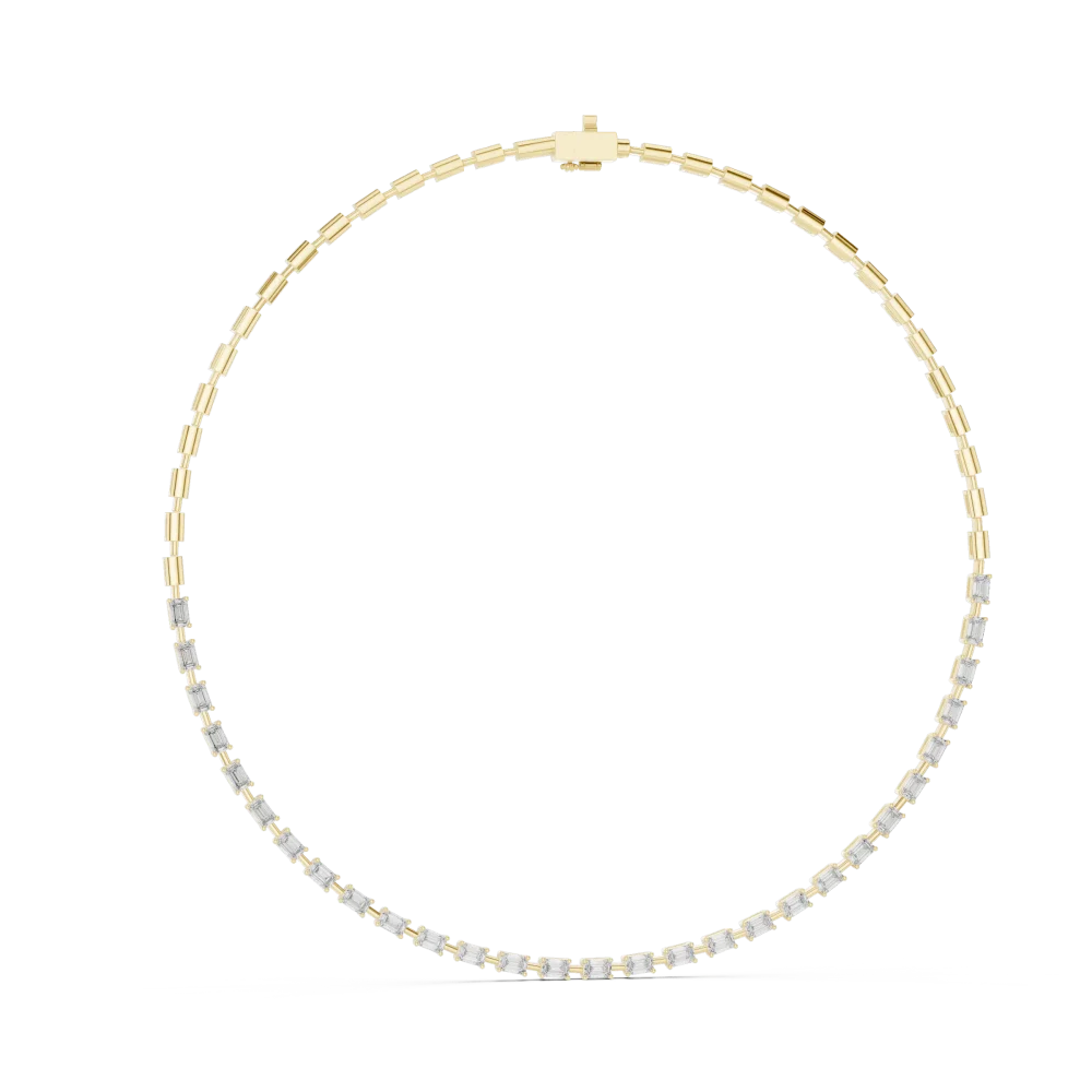 Discover the radiant brilliance of this emerald-cut DIAMEUR lab-grown diamond necklace. A modern classic of sustainable luxury—shop the icon now.