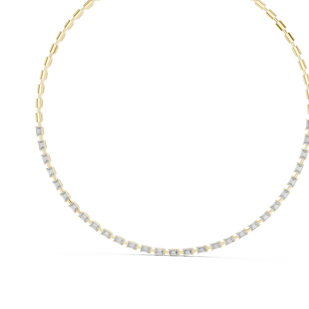 Symmetry Emerald Cut Linear Art-Deco Tennis Necklace - Image 4