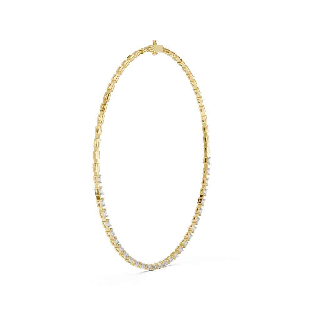 Symmetry Emerald Cut Linear Art-Deco Tennis Necklace - Image 2