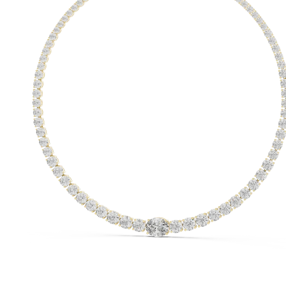 Luminary Oval and Round Brilliant Graduated Tennis Necklace - Image 4