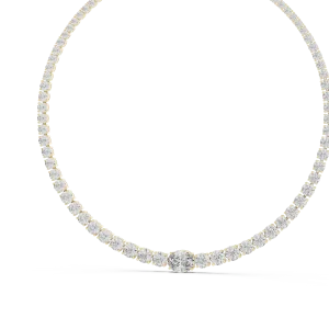 Luminary Oval and Round Brilliant Graduated Tennis Necklace - Image 4
