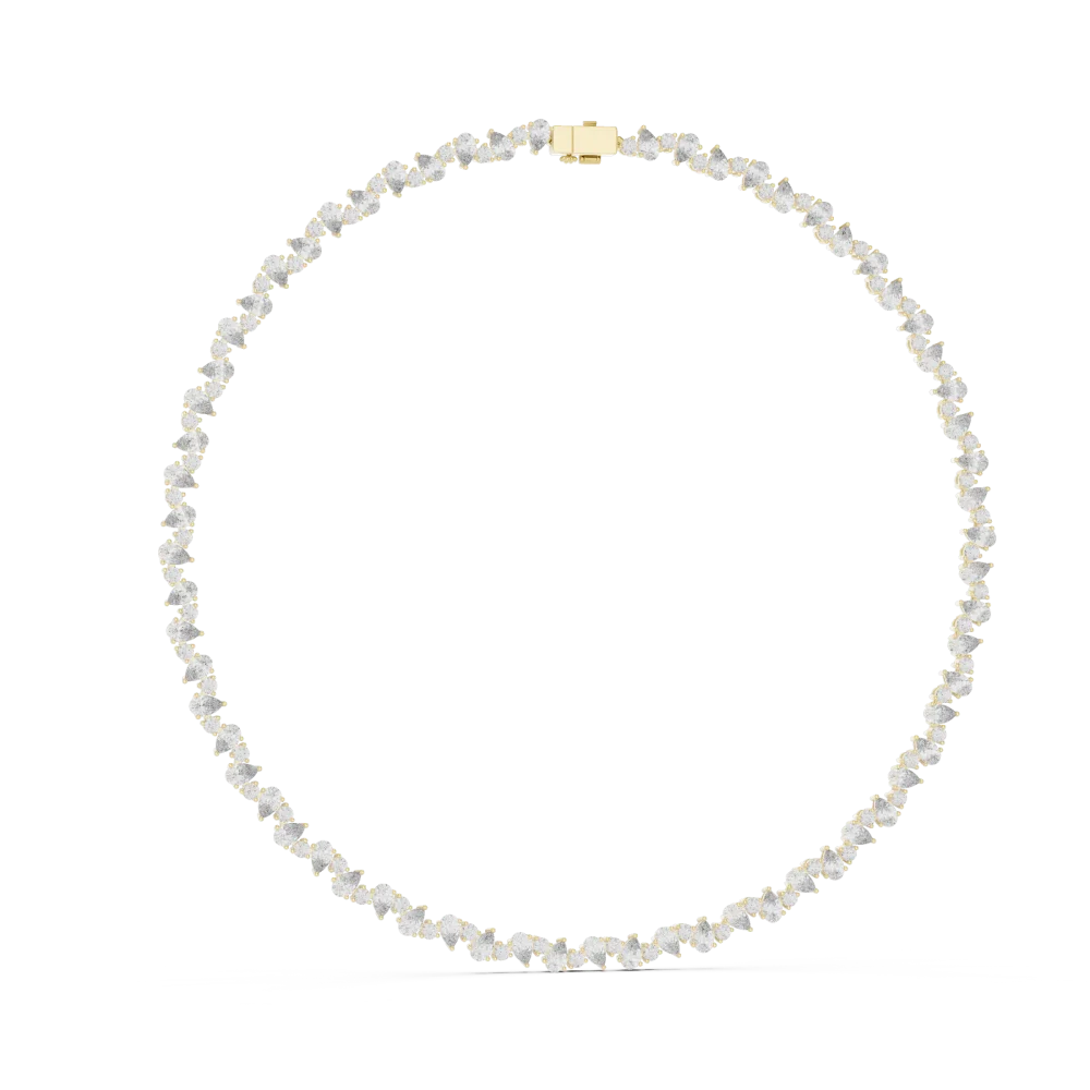 Experience unparalleled brilliance with this pear and round DIAMEUR diamond tennis necklace. Elevate your style with this timeless, modern classic.