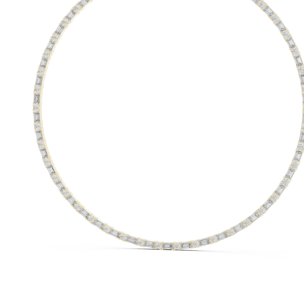 Infinite Radiance Emerald and Round Cut Alternating Tennis Necklace - Image 4
