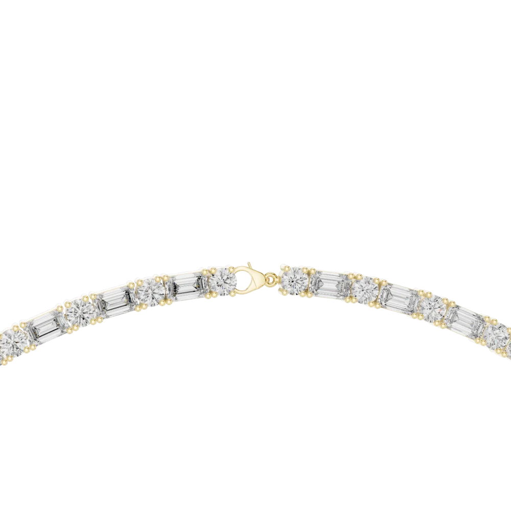 Infinite Radiance Emerald and Round Cut Alternating Tennis Necklace - Image 3
