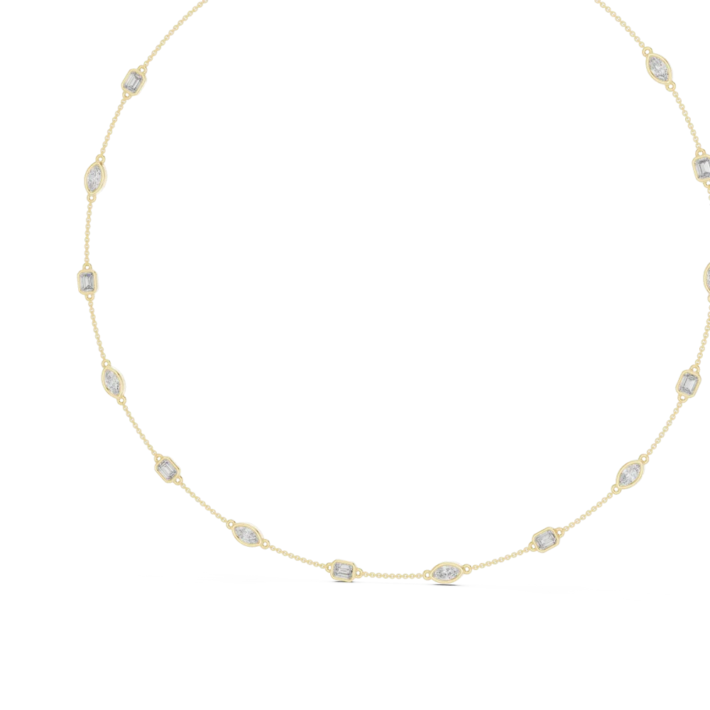 Symmetry Emerald and Marquise Bezel Station Necklace - Image 4