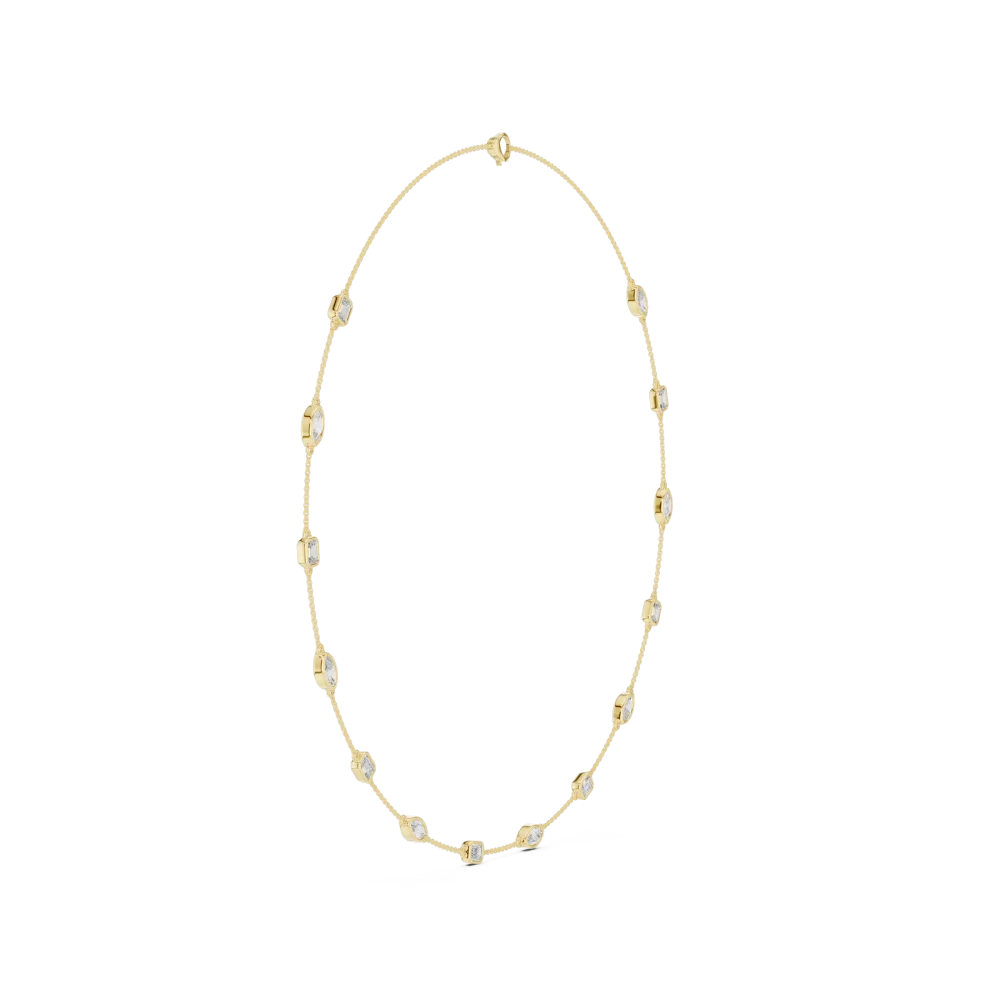 Symmetry Emerald and Marquise Bezel Station Necklace - Image 2