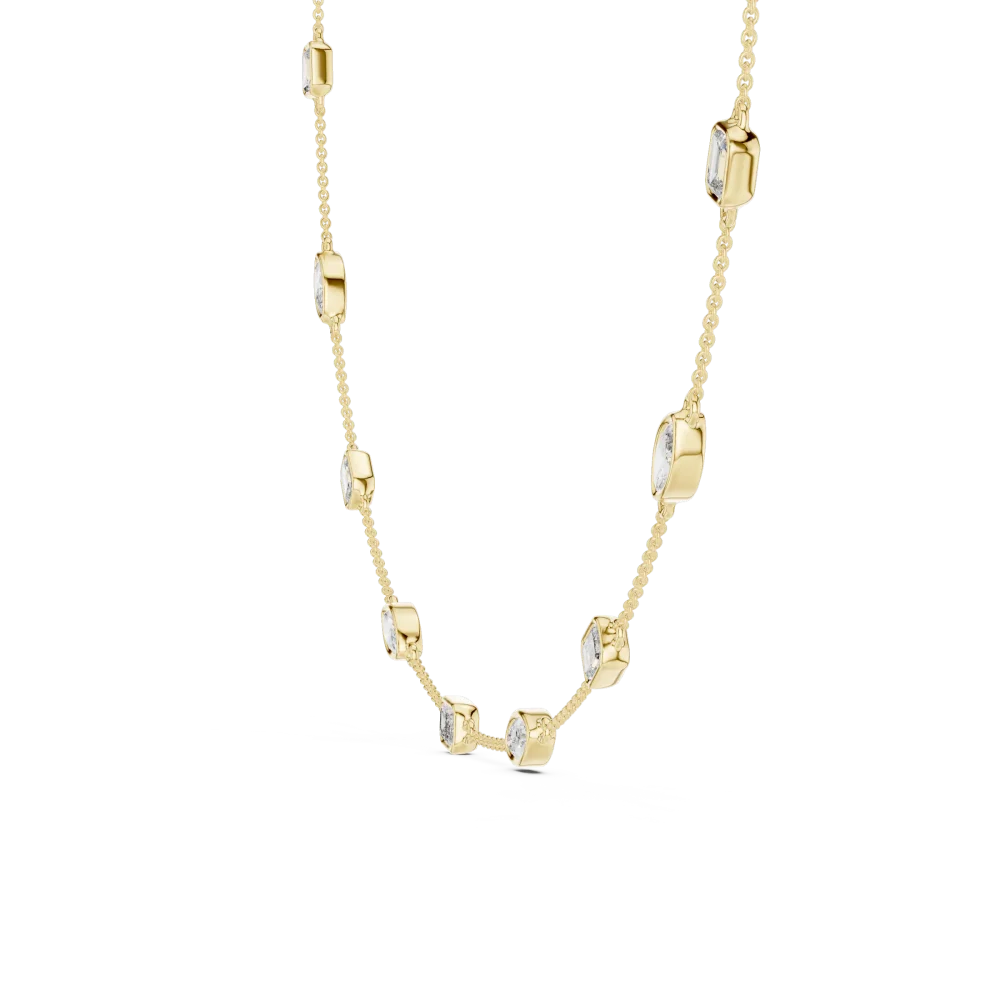 Luminary Emerald and Marquise Bezel Station Statement Necklace - Image 3