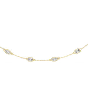 Luminary Emerald and Marquise Bezel Station Statement Necklace