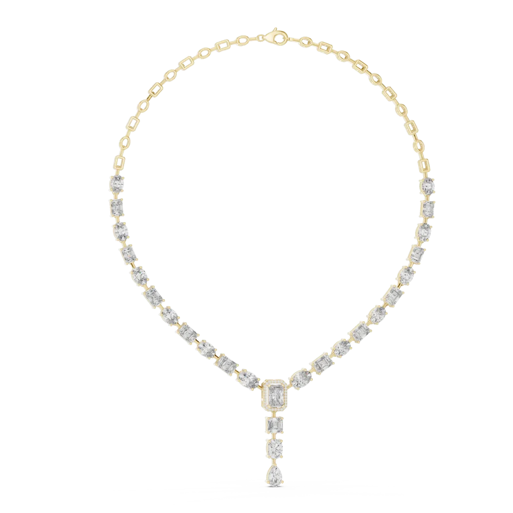 Experience breathtaking brilliance with our multi-shape DIAMEUR diamond statement necklace. A modern classic for the sophisticated collector. Shop now.