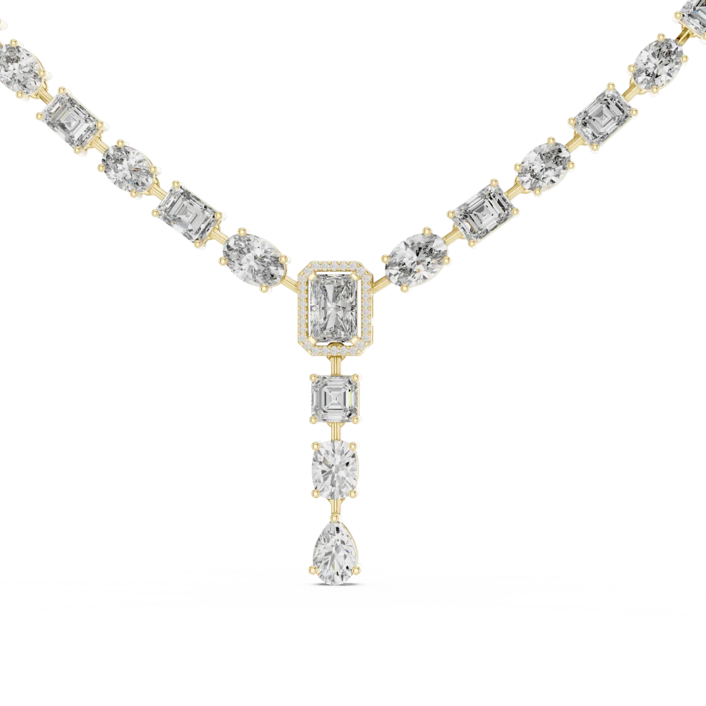 Experience unparalleled brilliance with this handcrafted statement necklace, featuring premium DIAMEUR lab-grown diamonds in an elegant array.