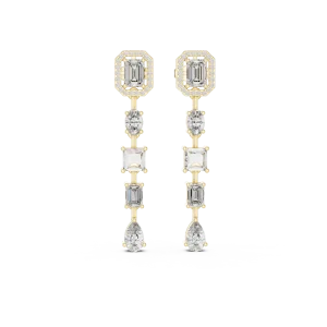 Symmetry Architectural Multi-Shape Drop Diamond Earrings - Image 2