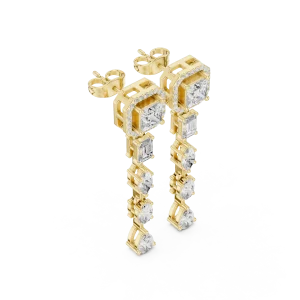 Ethereal Geometric Multi-Shape Diamond Dangler Earrings