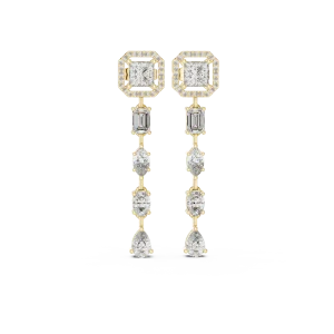 Ethereal Geometric Multi-Shape Diamond Dangler Earrings - Image 2