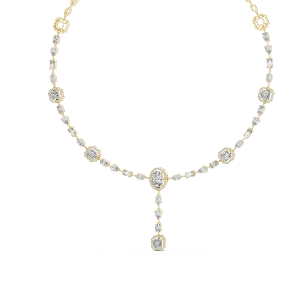Luminary Geometric Oval and Pear Statement Necklace - Image 4