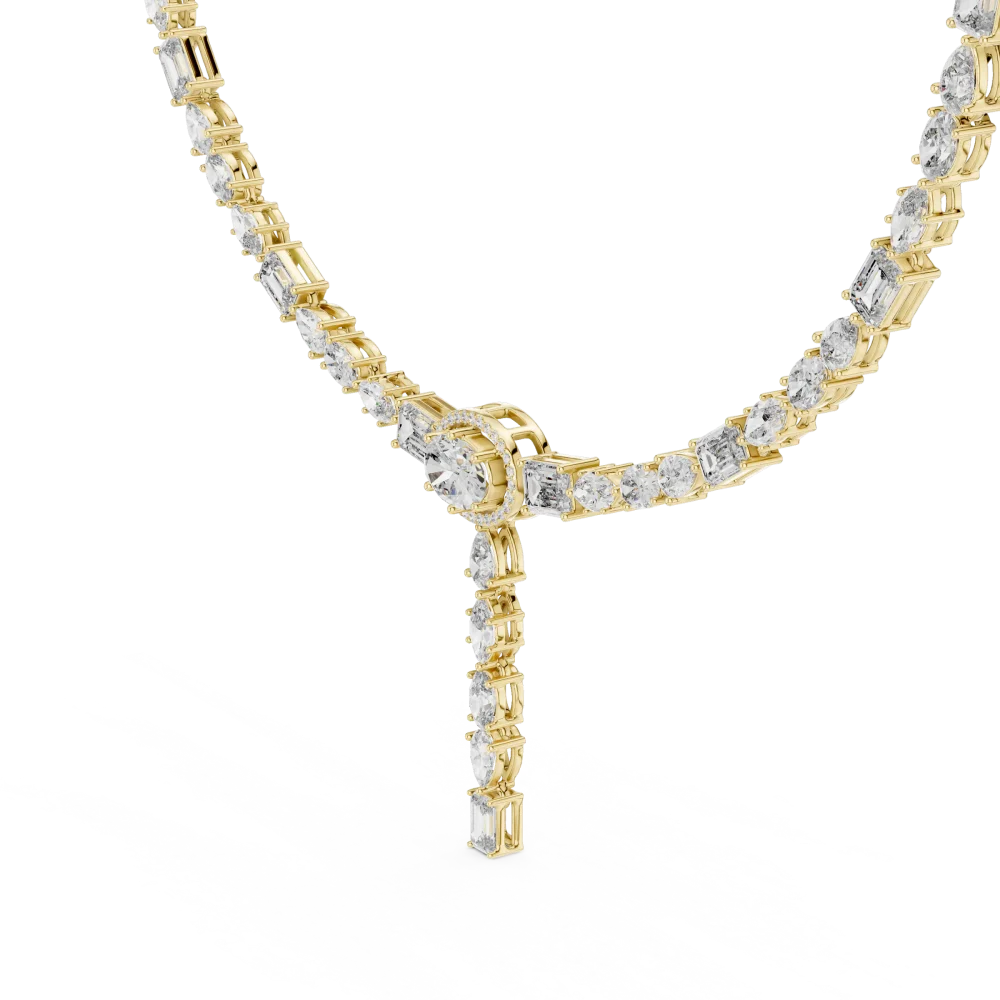 Ethereal Luminary Oval and Emerald Cut Statement Necklace - Image 2