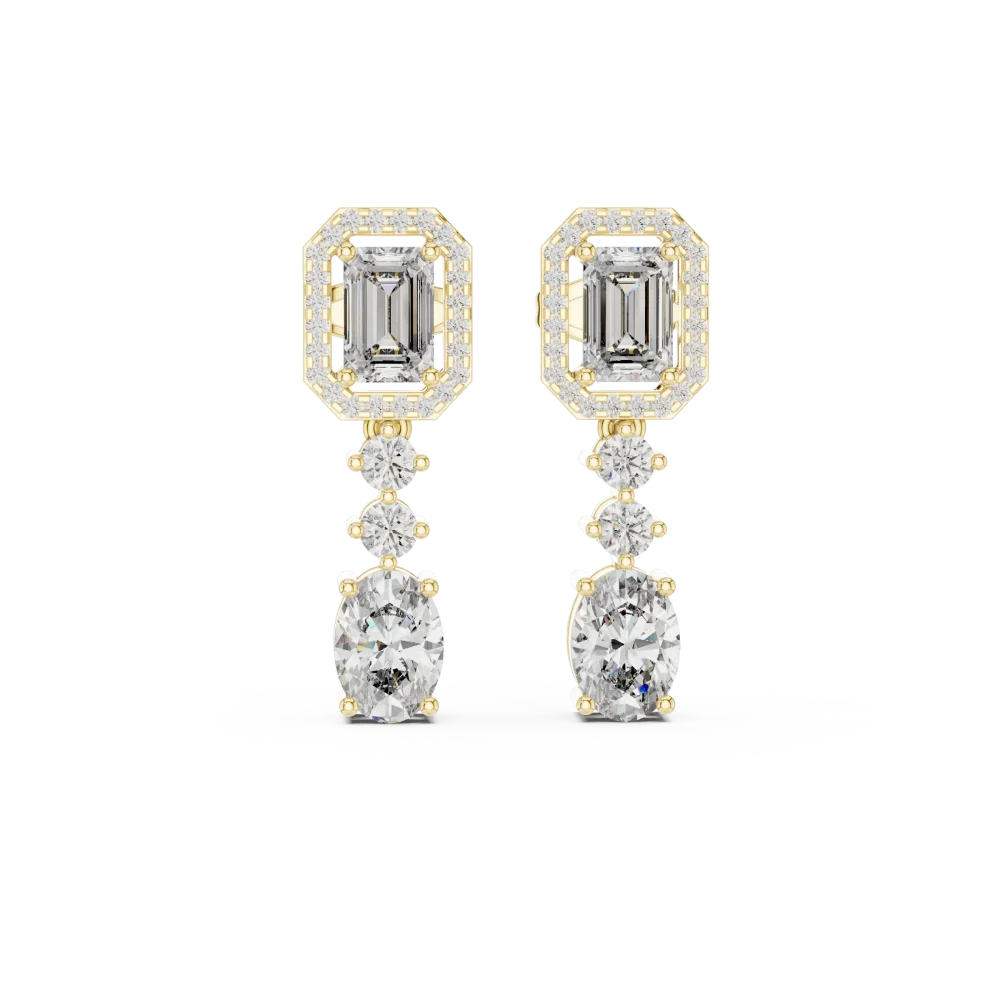 Architectural Emerald and Oval Cut Lab Grown Diamond Drops - Image 2