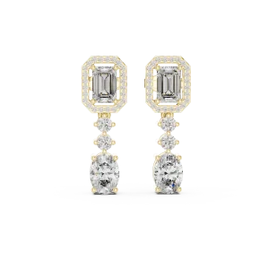 Architectural Emerald and Oval Cut Lab Grown Diamond Drops - Image 2
