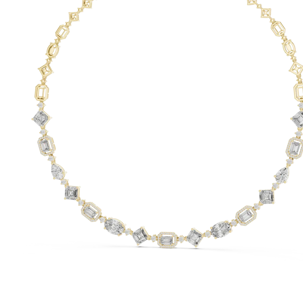 Luminary Geometric Multi-Shape Diamond Statement Necklace - Image 4
