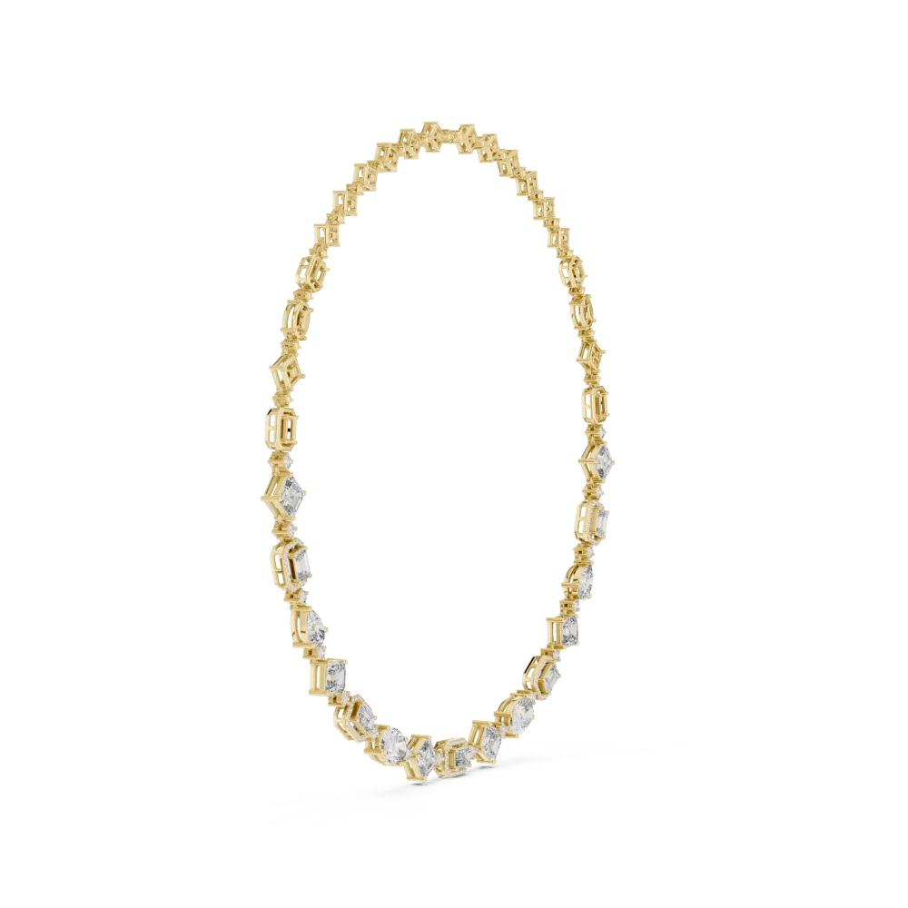Luminary Geometric Multi-Shape Diamond Statement Necklace - Image 2