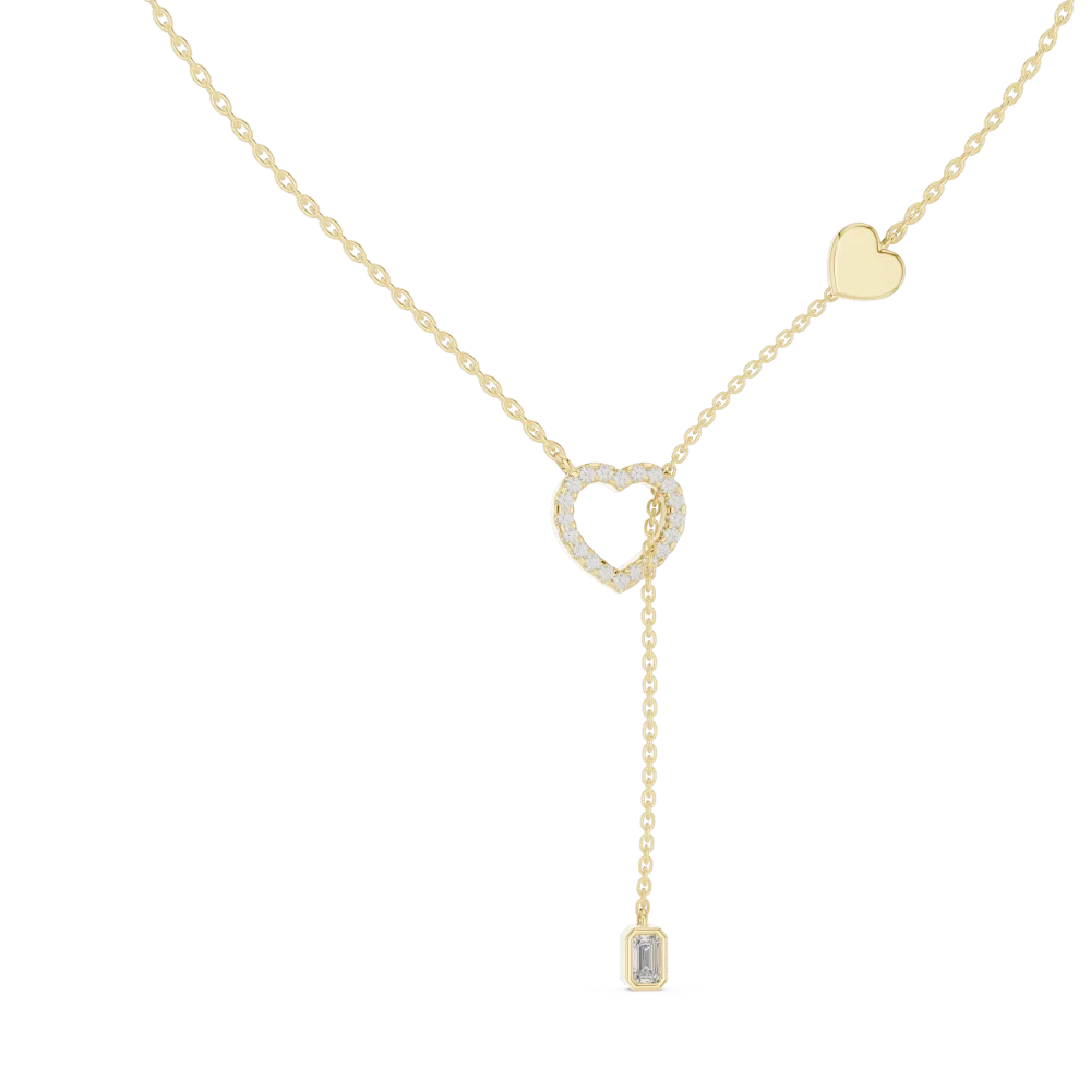 Experience elegance with this fluid Y-drop necklace. Featuring brilliant DIAMEUR diamonds in a chic heart frame, it is the ultimate modern statement.
