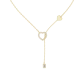 Luminary Baguette and Round Pavé Heart Y-Drop Necklace