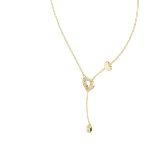 Luminary Baguette and Round Pavé Heart Y-Drop Necklace - Image 2
