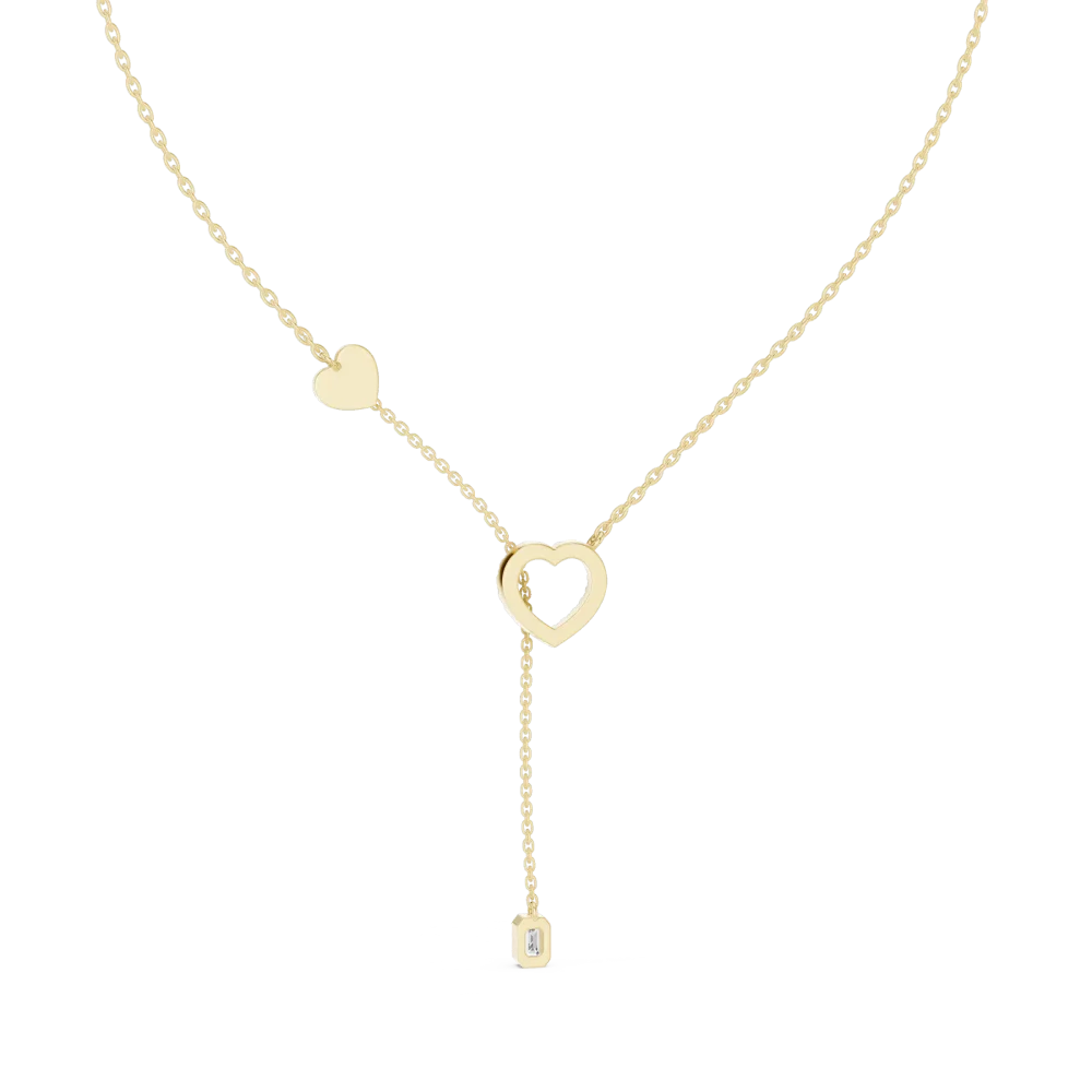 Luminary Baguette and Round Pavé Heart Y-Drop Necklace - Image 4