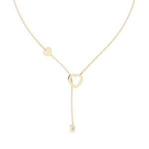 Luminary Baguette and Round Pavé Heart Y-Drop Necklace - Image 4