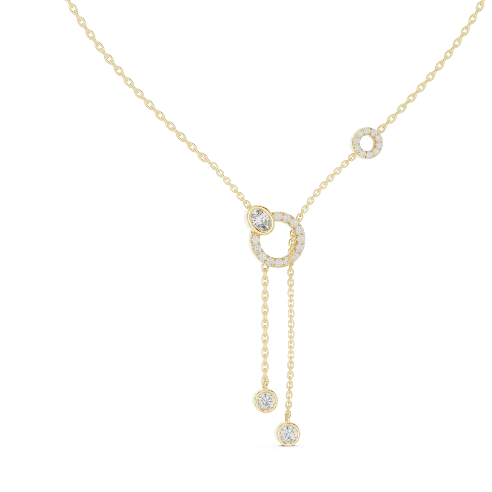Discover the Luminary Lariat Necklace, featuring brilliant DIAMEUR lab-grown diamonds in a sleek geometric design. Shop this modern luxury today.