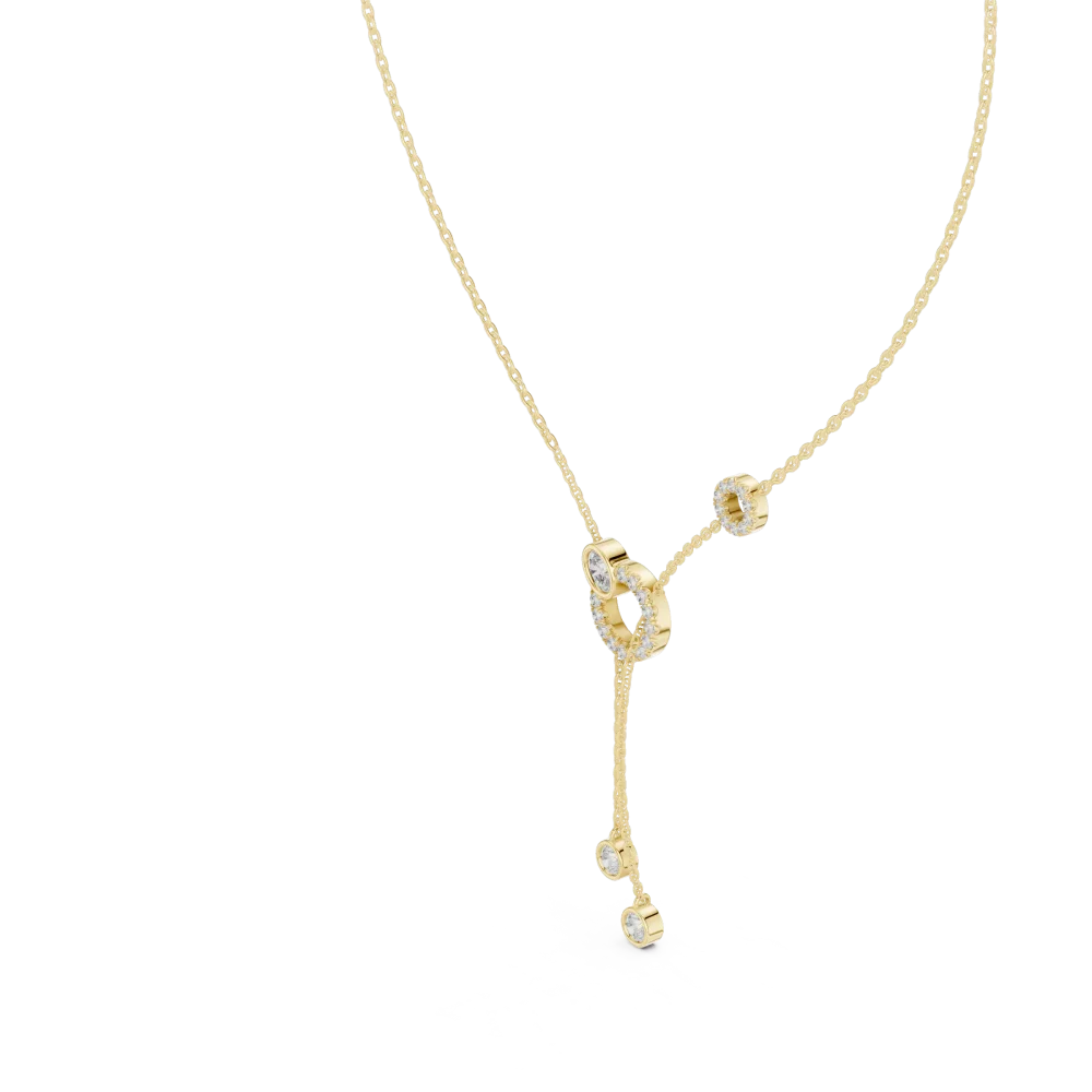 Luminary Round and Oval Geometric Lariat Necklace - Image 2