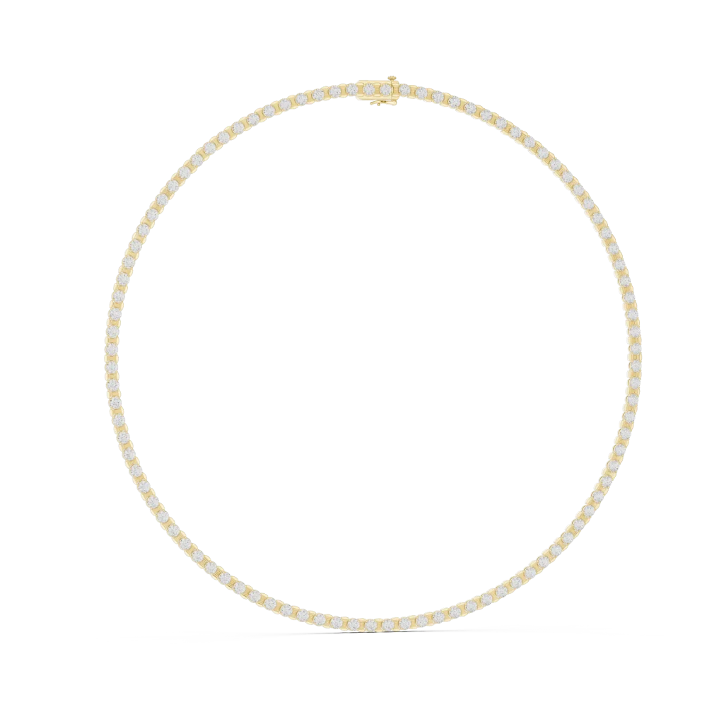 Adorn your neckline with the eternal sparkle of our round brilliant-cut tennis necklace. Crafted for ultimate elegance, discover sustainable luxury today.