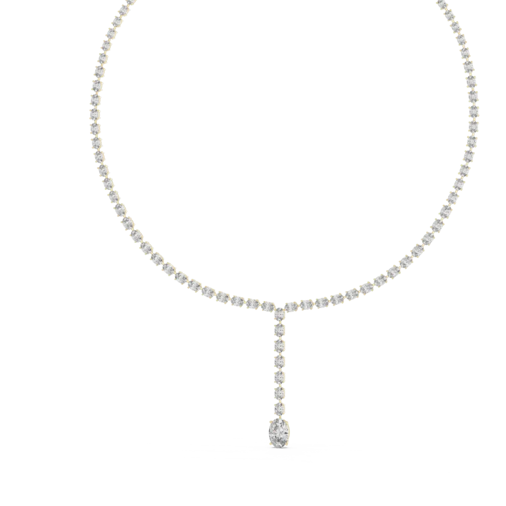 Ethereal Oval Cut Luminary Drop Statement Necklace - Image 4